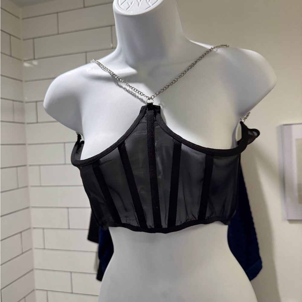 Black Sheer Corset with Straps